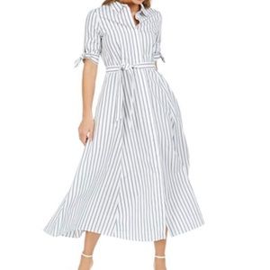 Cotton Striped Midi Shirtdress